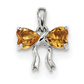14K White Gold Polished Citrine Bow Pendant
